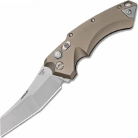 Автоматический складной нож Hogue Wharncliffe EX-A05, клинок Stonewash, сталь 154CM, рукоять пустынный алюминий купить в Санкт-Петербурге