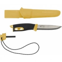 Нож с фиксированным лезвием Morakniv Companion Spark Black Yellow, сталь Sandvik 12C27, рукоять резина/пластик купить в Санкт-Петербурге