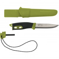 Нож с фиксированным лезвием Morakniv Companion Spark (S) Green, сталь Sandvik 12C27, рукоять резина/пластик купить в Санкт-Петербурге