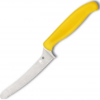 Универсальный кухонный нож Spyderco Z-Cut Serrated Offset Kitchen, сталь CTS™ — BD1 Alloy, рукоять желтый полипропилен купить в Санкт-Петербурге