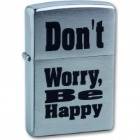 Зажигалка ZIPPO Don`t worry Brushed Chrome, латунь, ник.-хром. покр., серебр., матов., 36х56х12 мм купить в Санкт-Петербурге