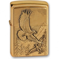 Зажигалка ZIPPO Eagles, латунь с покрытием Brushed Brass, золотистый, матовая, 36х12×56 мм купить в Санкт-Петербурге