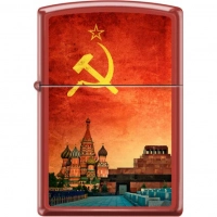 Зажигалка ZIPPO Красная Москва, латунь/сталь с покрытием Red Matte, красная, матовая, 36x12x56 мм купить в Санкт-Петербурге