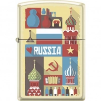 Зажигалка ZIPPO Открытка из России, латунь/сталь с покрытием Cream Matte, кремовая, 36x12x56 мм купить в Санкт-Петербурге