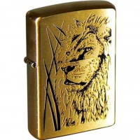 Зажигалка ZIPPO Proud Lion Brushed Brass, латунь, золотистый, матовая, 36х56х12 мм купить в Санкт-Петербурге