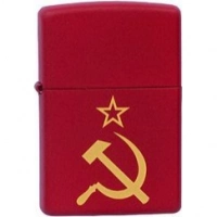 Зажигалка ZIPPO Серп и Молот Red Matte, латунь с порошковым покрытием, красная, матовая, 36х56х12 мм купить в Санкт-Петербурге